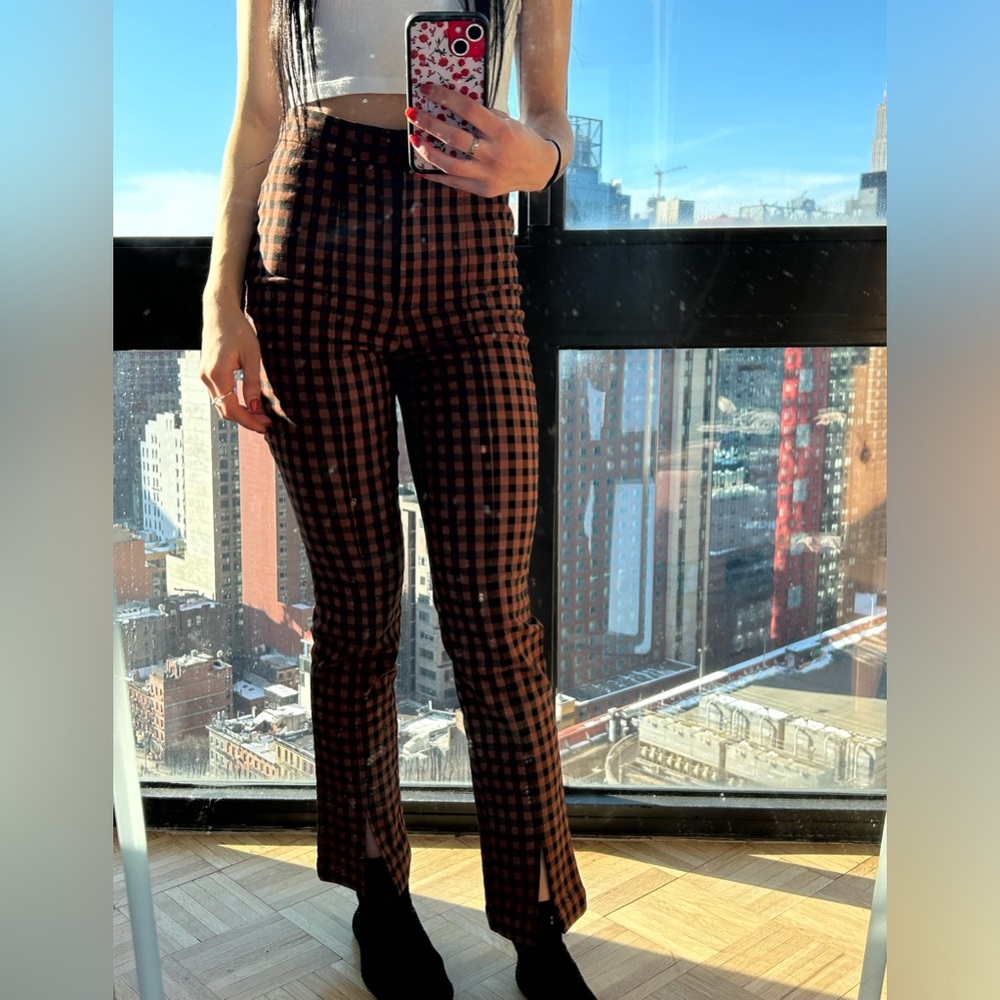 Plaid burnt orange and black